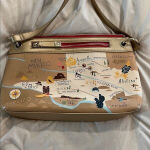 Spartina 449 Beige Map Design Shoulder Bag